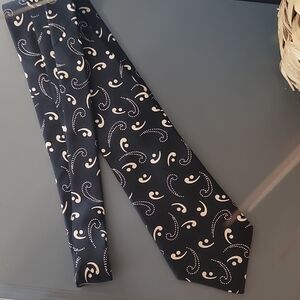 BROWNSTONE Vintage Paisley Black & Ivory Silk Men's Tie
